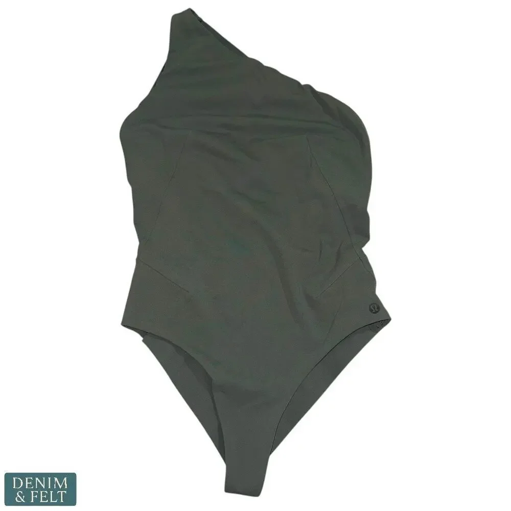 Lululemon Lab Asymmetrical One-Shoulder Bodysuit‎ Full-On Luxtreme Green Sz 6